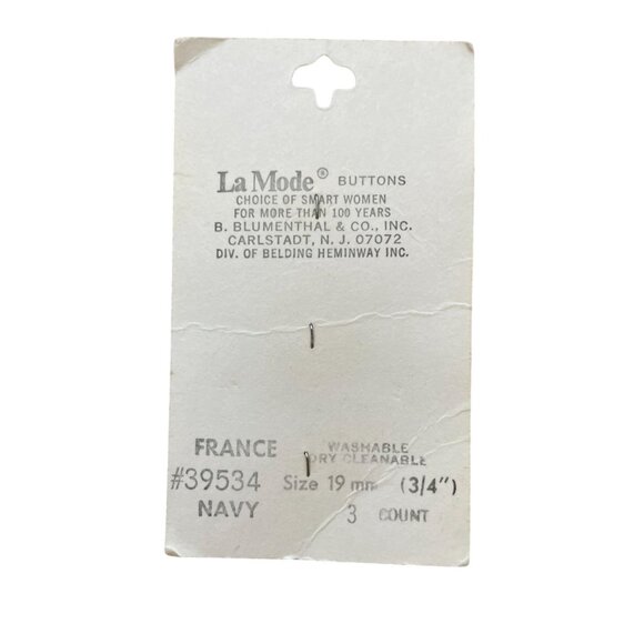 Vintage La Mode Buttons Set of 3 New Old Stock Navy Gray 19mm (3/4”) - Picture 4 of 7